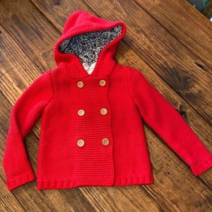 Red Knit hooded coat 3T Girls